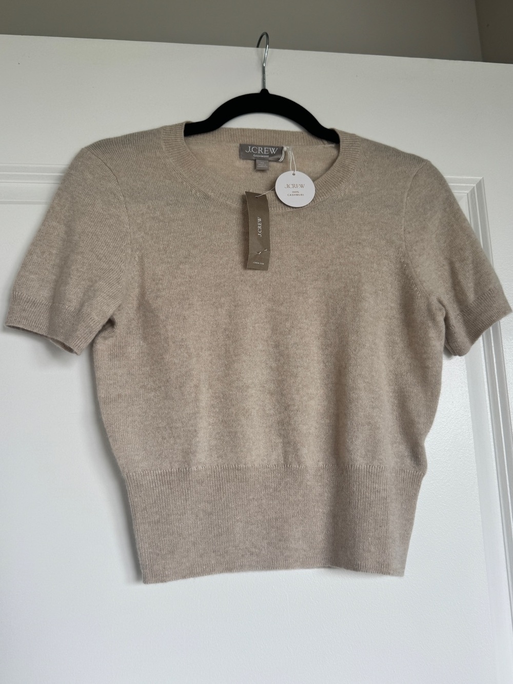 NWT! J. CREW Women’s Cashmere shrunken T-shirt in heather linen size extra small